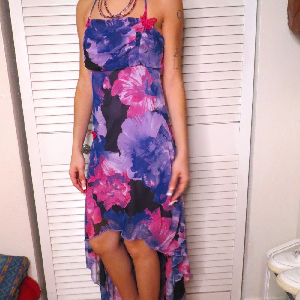 Butterfly and Floral print high and low Forever 21 dress size S